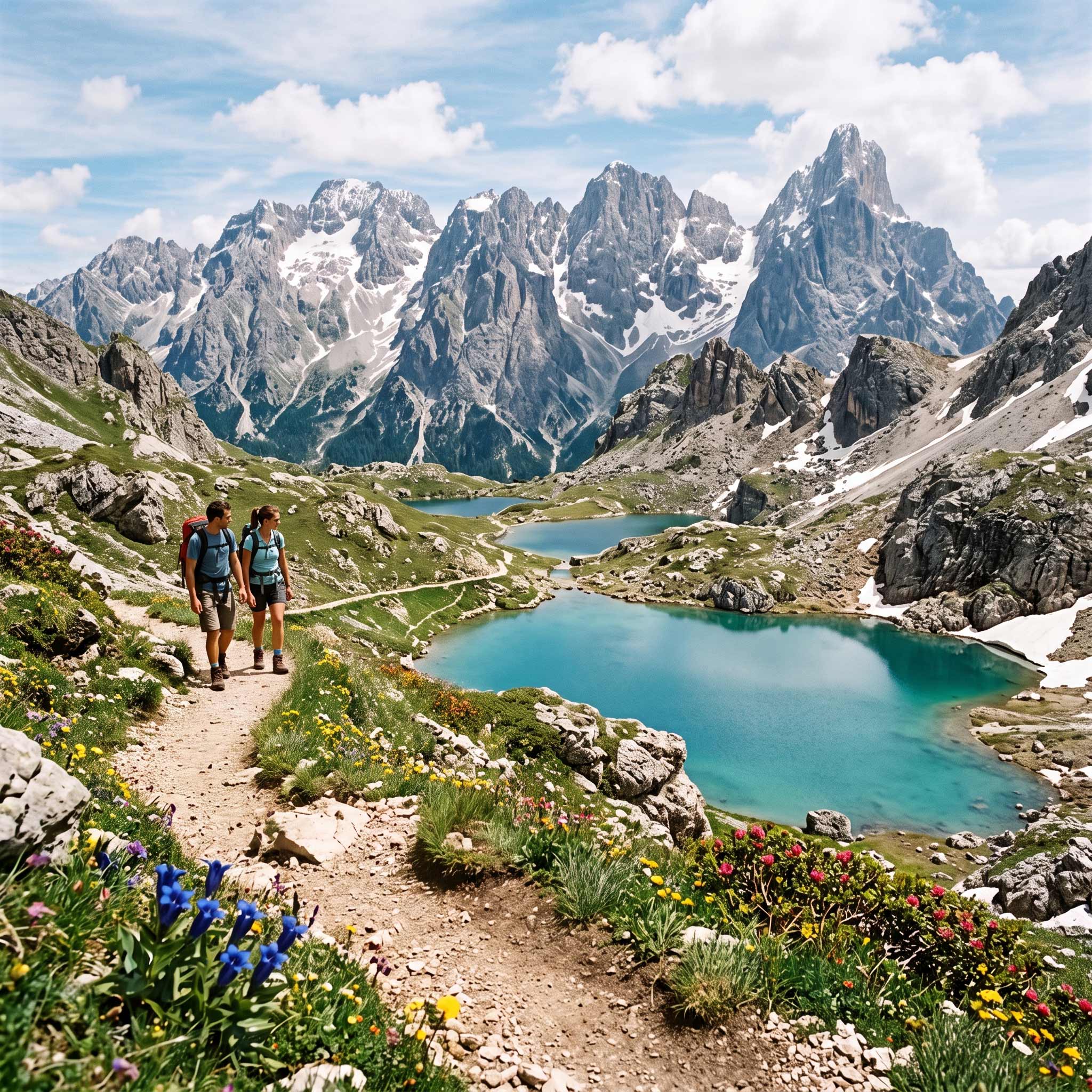 Escursionisti durante un trekking guidato in montagna