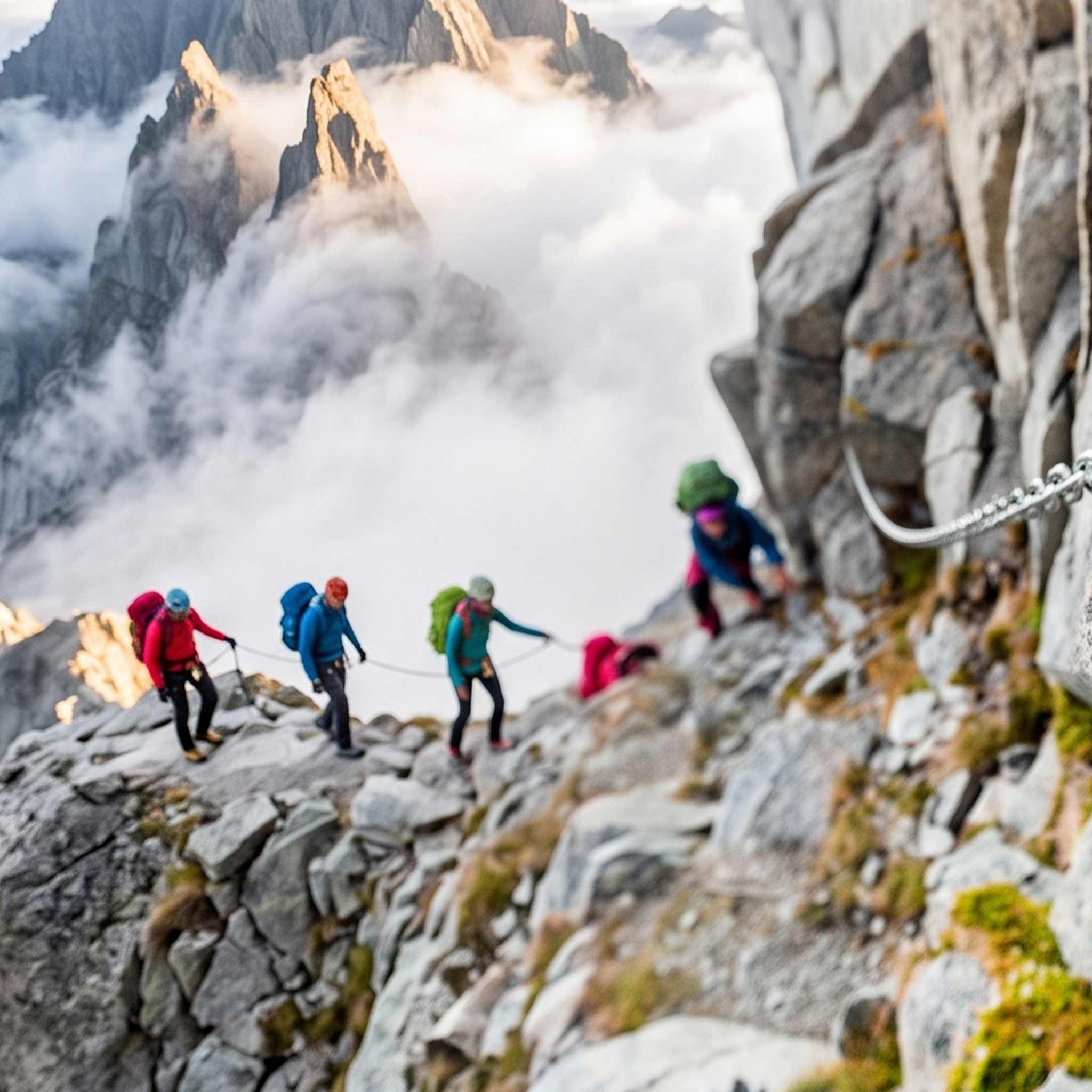 Escursionisti durante un trekking guidato in montagna