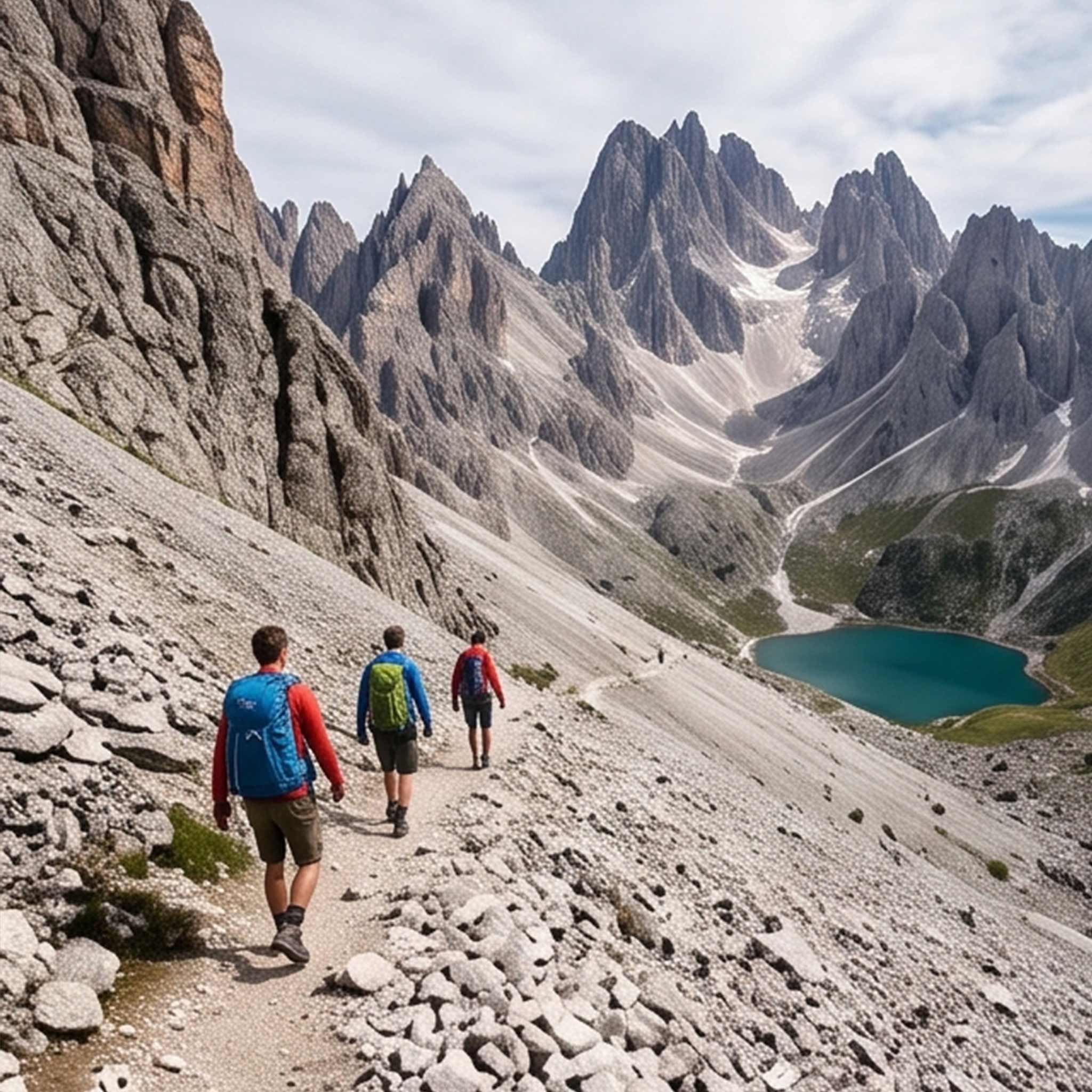 Escursionisti durante un trekking guidato in montagna