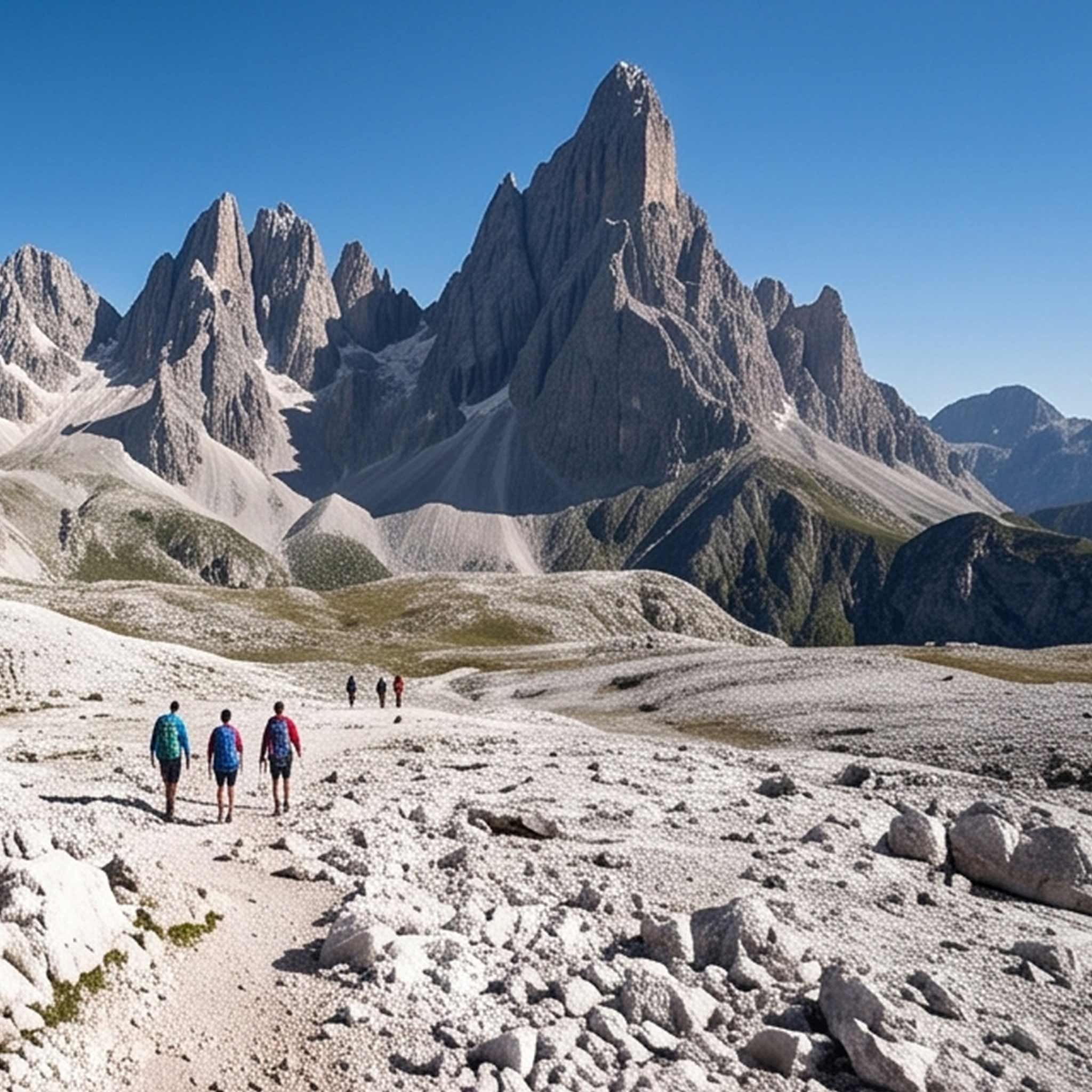 Escursionisti durante un trekking guidato in montagna